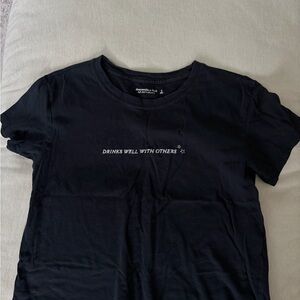 Abercrombie & Fitch Black Graphic Tee with White Text